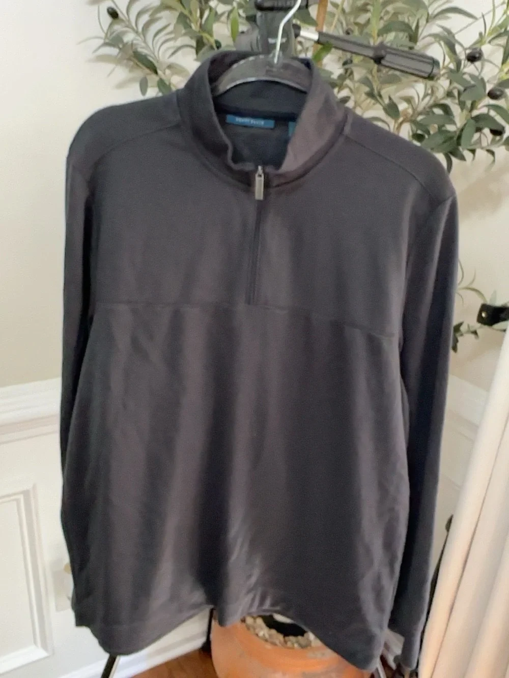 Size L Perry Ellis Men's Charcoal Half-Zip Shirt Jacket